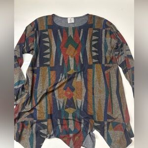 INOAH Abstract print pullover Asymmetrical sweater Made In USA Size XL A020126